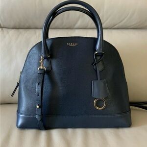 Radley London Anchor Mews Dome Navy Leather Satchel